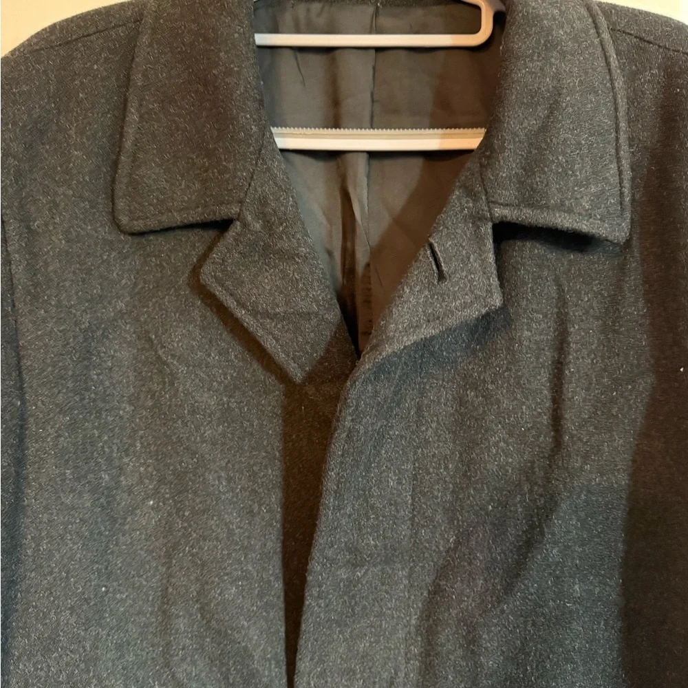C. Comberti black wool blend coat.